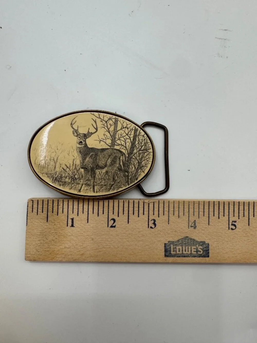 Vintage 1983 Barlow Solid Brass Deer Belt Buckle Made In USA 3